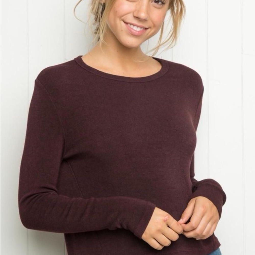 Brandy Melville Burgundy Rina Long Sleeve Top